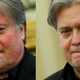 A photoshopped image of White House advisor Steve Bannon that has gone viral (left) compared with the original photograph by Jonathan Ernst (right)